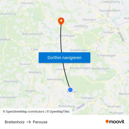 Breitenholz to Perouse map