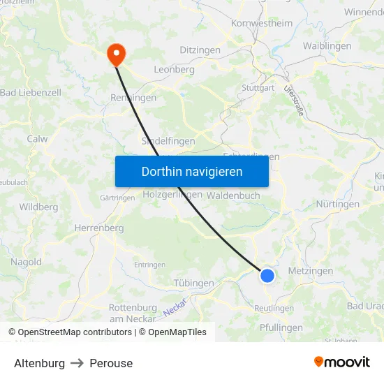 Altenburg to Perouse map