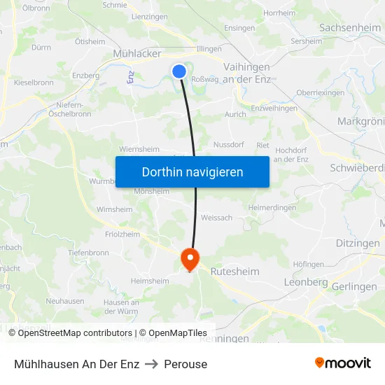 Mühlhausen An Der Enz to Perouse map