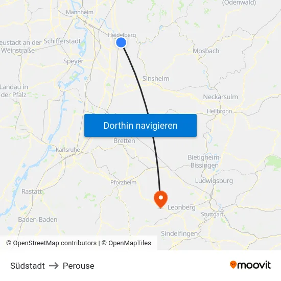 Südstadt to Perouse map