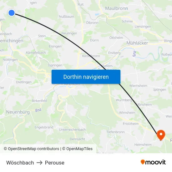 Wöschbach to Perouse map