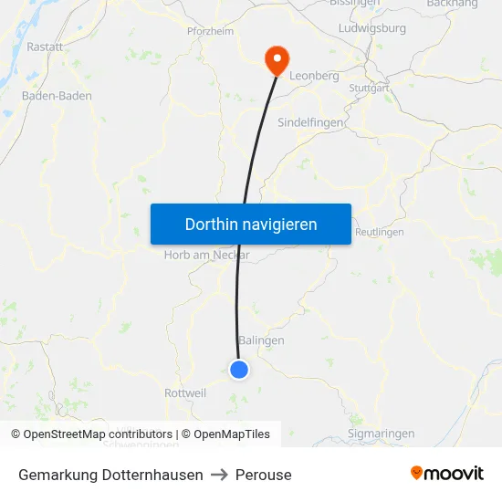 Gemarkung Dotternhausen to Perouse map