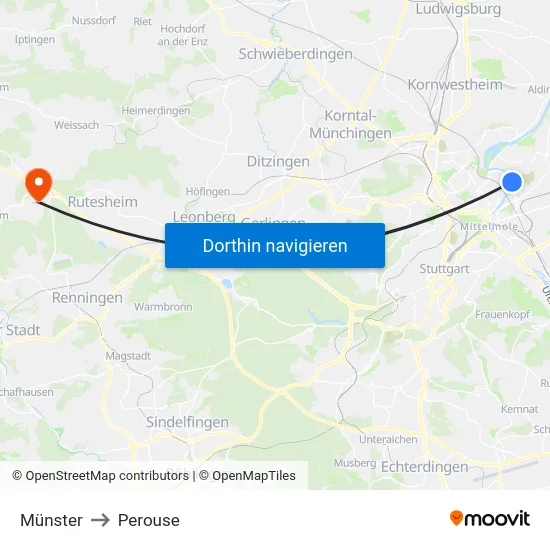 Münster to Perouse map
