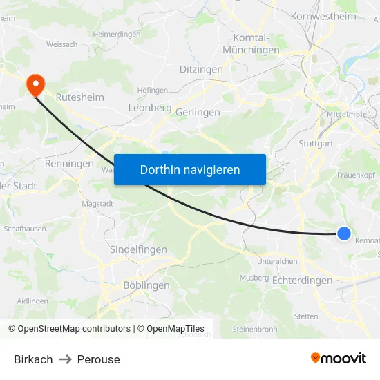 Birkach to Perouse map