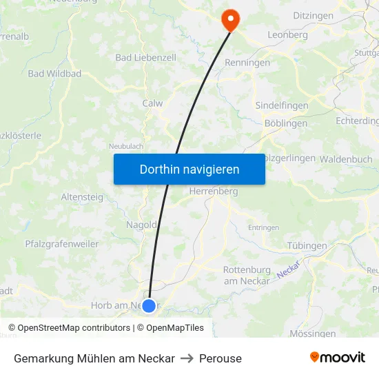 Gemarkung Mühlen am Neckar to Perouse map