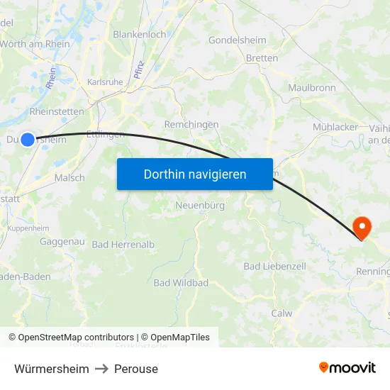 Würmersheim to Perouse map