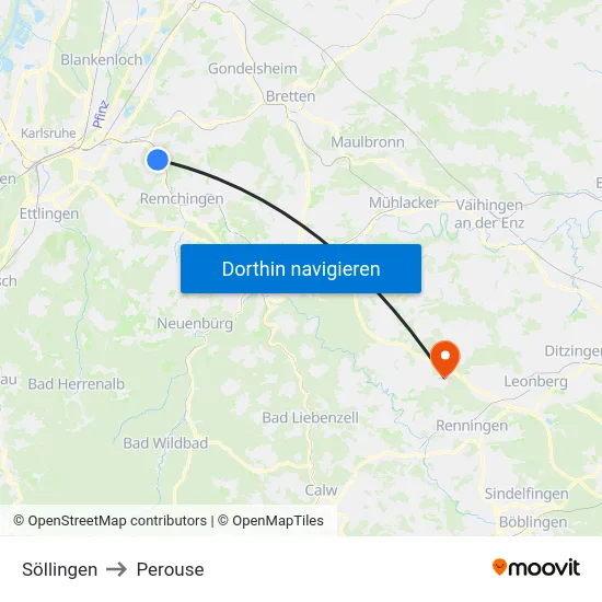 Söllingen to Perouse map