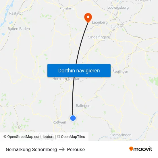 Gemarkung Schömberg to Perouse map