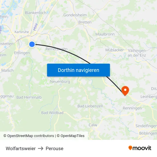 Wolfartsweier to Perouse map