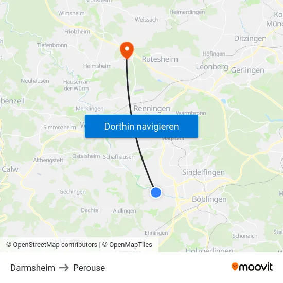 Darmsheim to Perouse map
