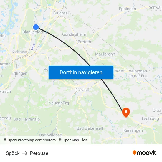 Spöck to Perouse map