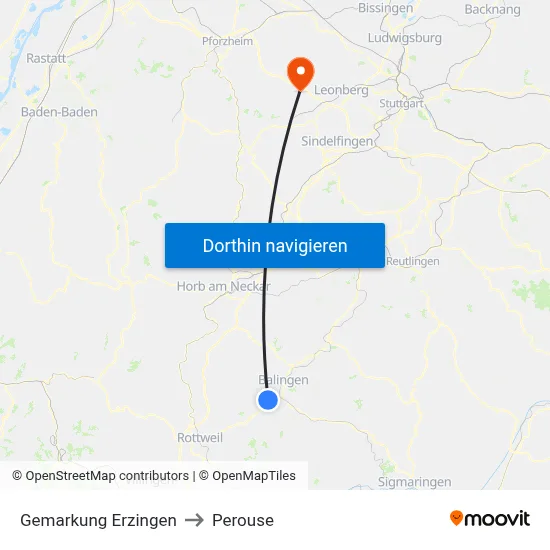 Gemarkung Erzingen to Perouse map
