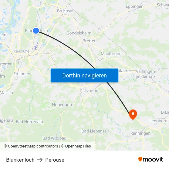 Blankenloch to Perouse map