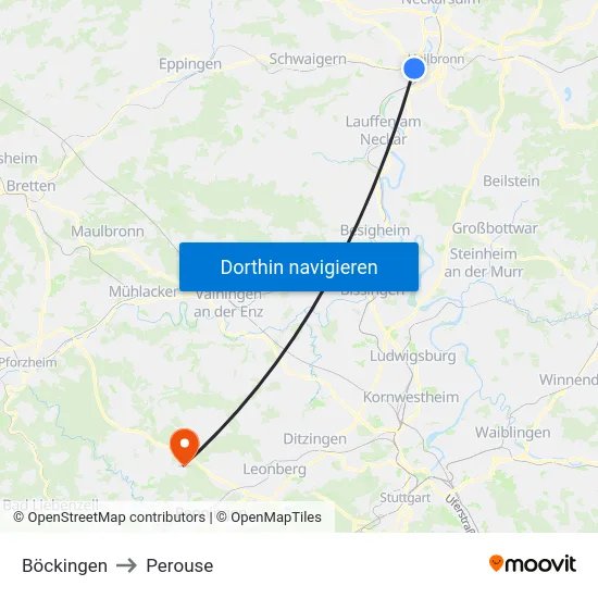 Böckingen to Perouse map