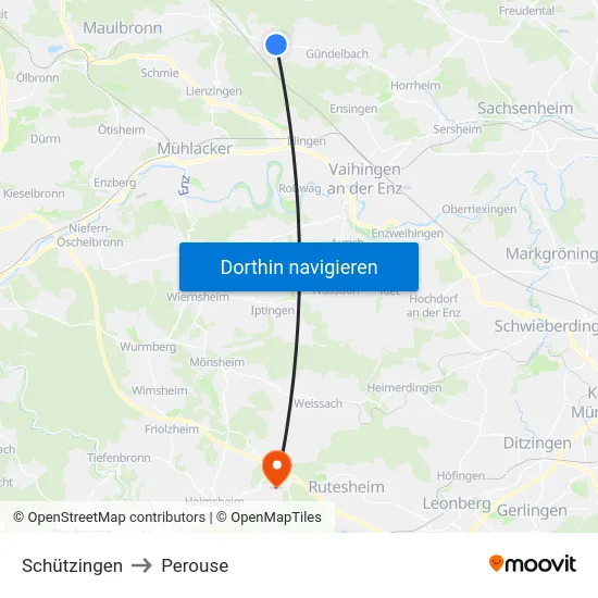 Schützingen to Perouse map