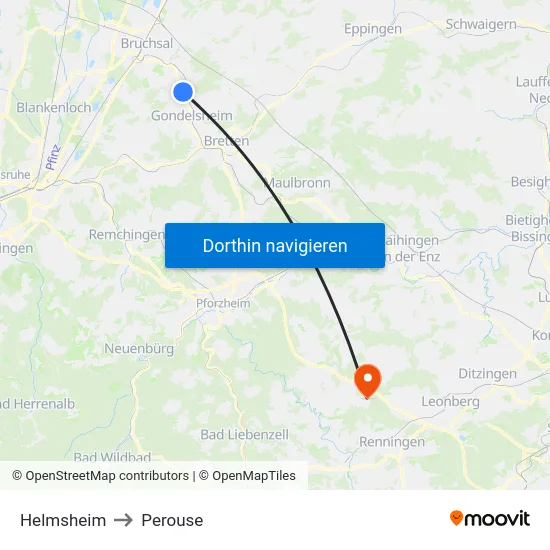 Helmsheim to Perouse map