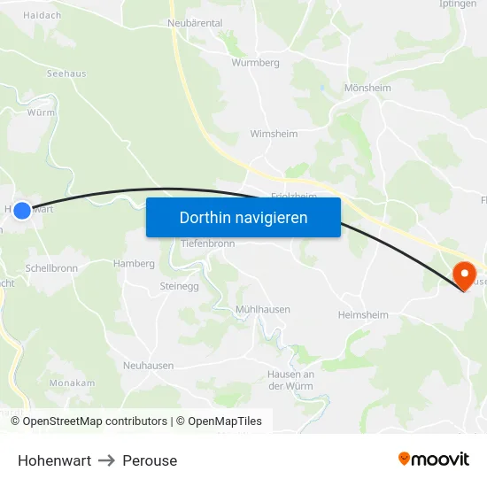 Hohenwart to Perouse map