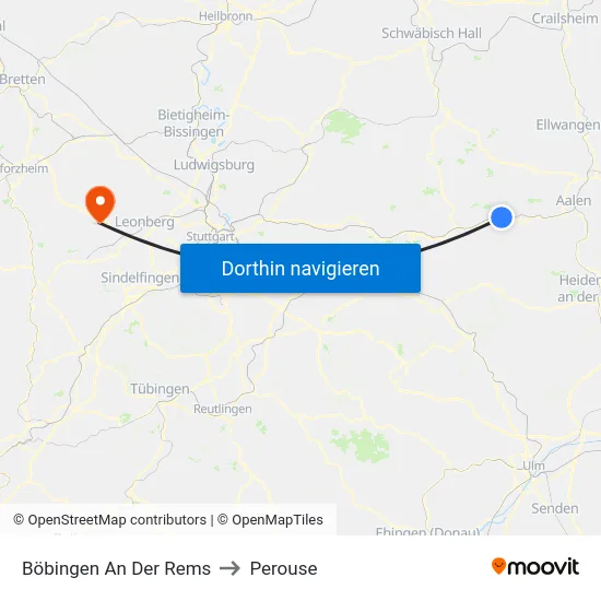 Böbingen An Der Rems to Perouse map