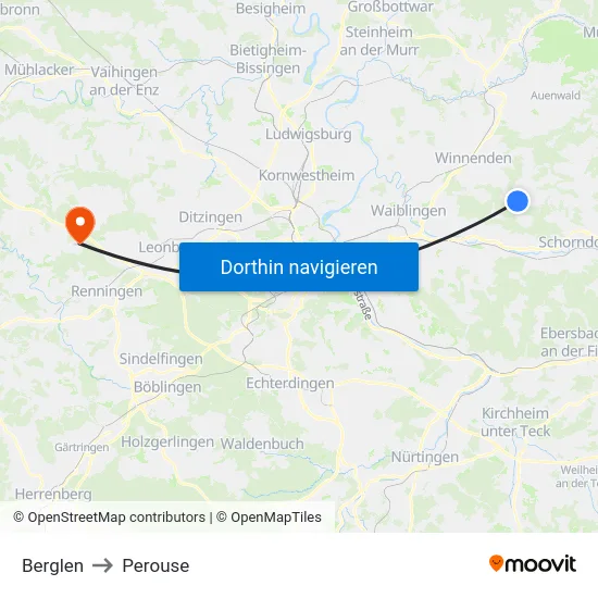 Berglen to Perouse map