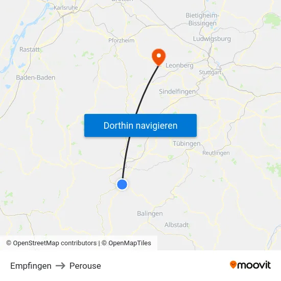 Empfingen to Perouse map