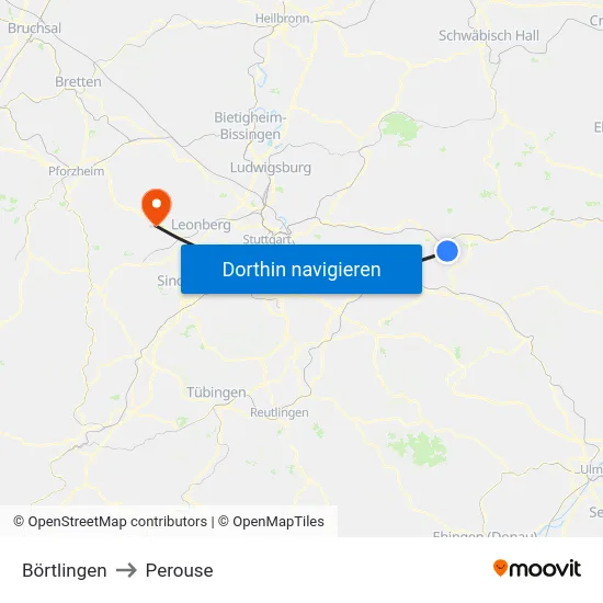 Börtlingen to Perouse map
