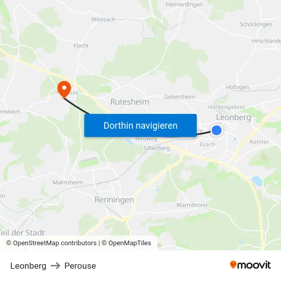 Leonberg to Perouse map