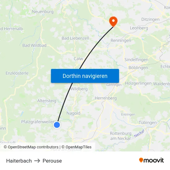 Haiterbach to Perouse map