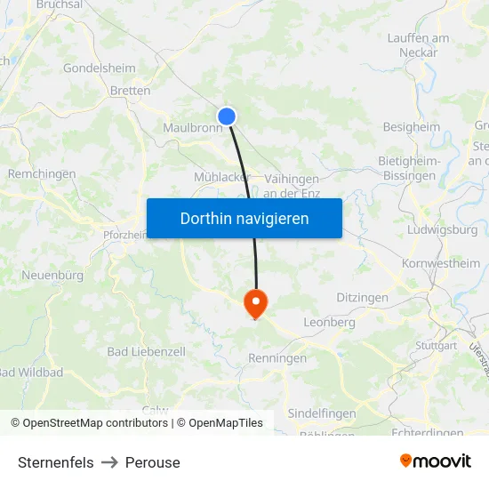 Sternenfels to Perouse map
