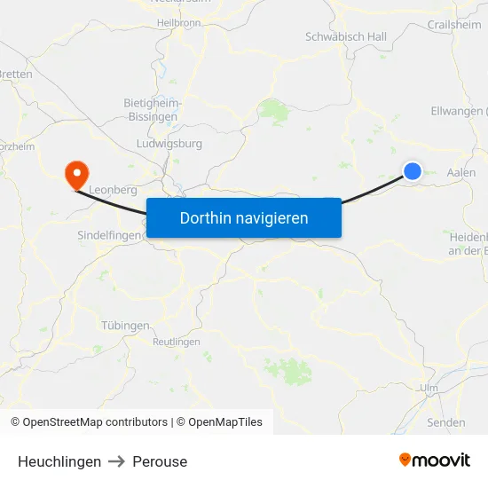 Heuchlingen to Perouse map