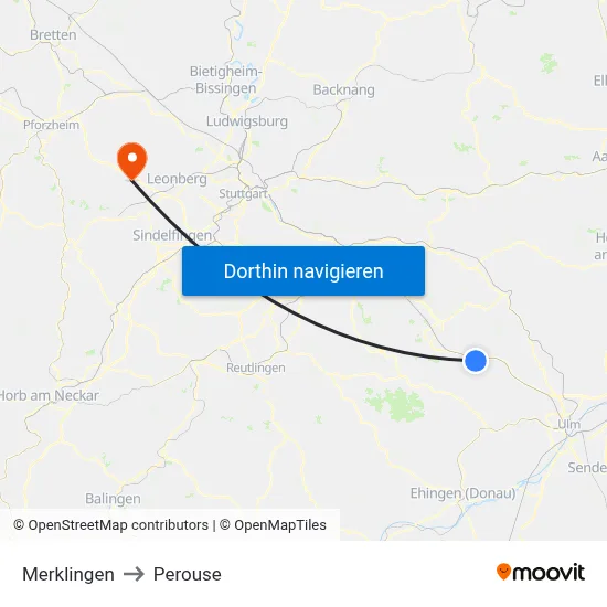 Merklingen to Perouse map