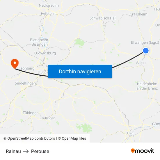 Rainau to Perouse map