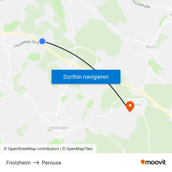 Friolzheim to Perouse map