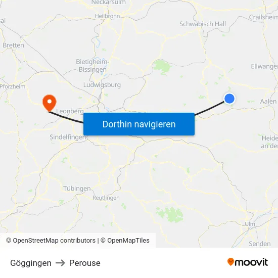 Göggingen to Perouse map