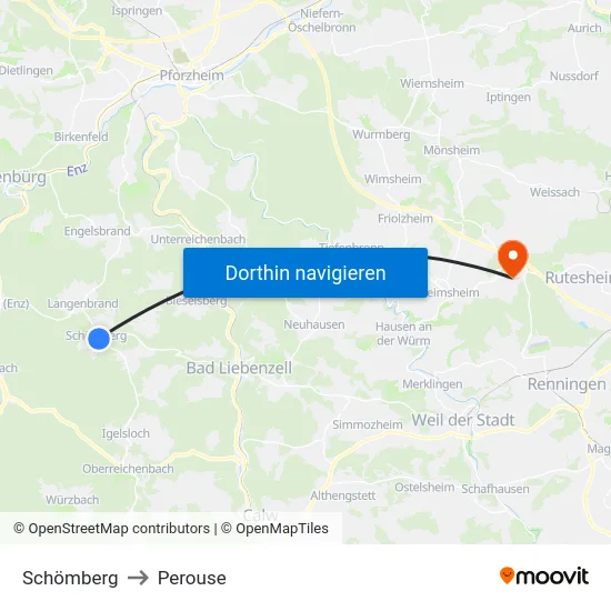 Schömberg to Perouse map