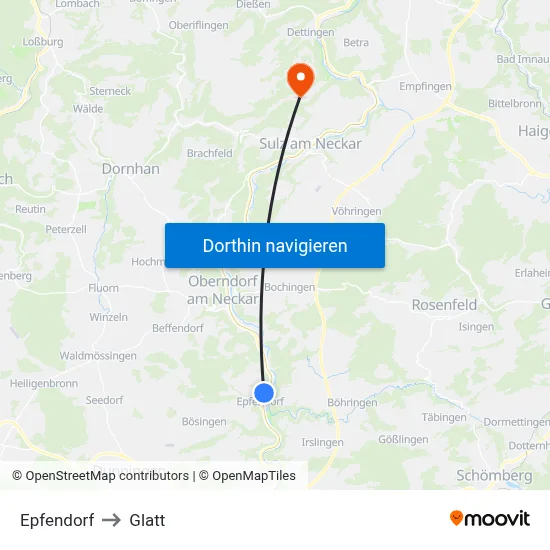Epfendorf to Glatt map