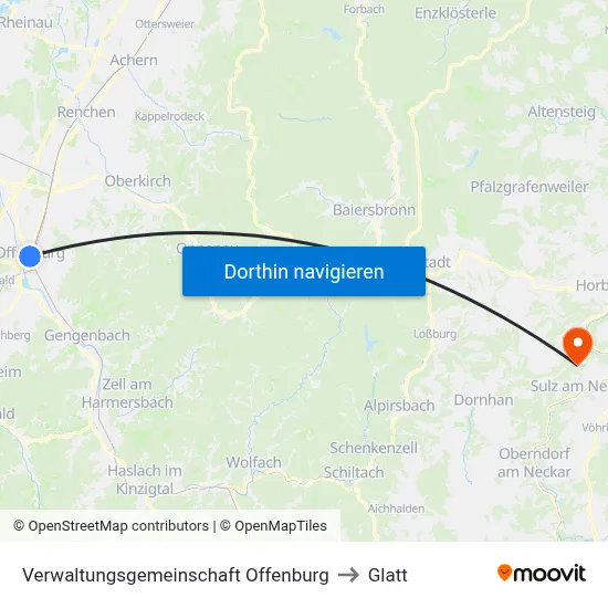 Verwaltungsgemeinschaft Offenburg to Glatt map