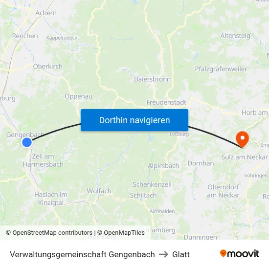 Verwaltungsgemeinschaft Gengenbach to Glatt map
