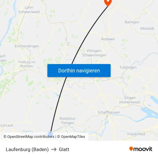 Laufenburg (Baden) to Glatt map