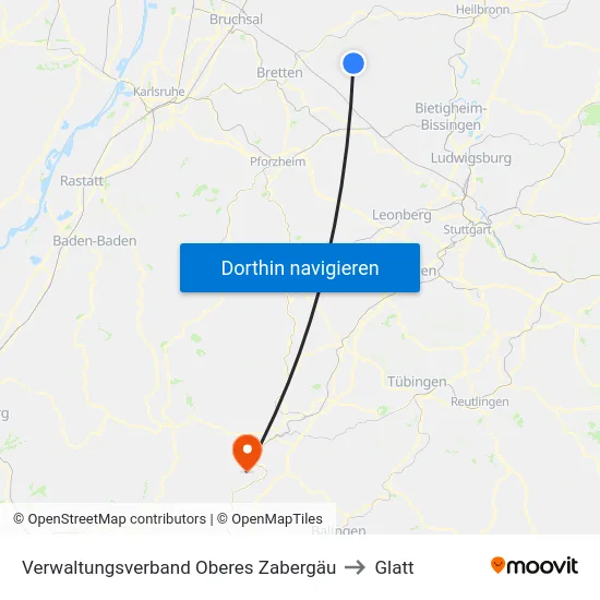 Verwaltungsverband Oberes Zabergäu to Glatt map