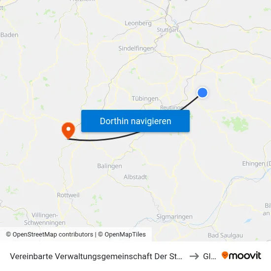 Vereinbarte Verwaltungsgemeinschaft Der Stadt Neuffen to Glatt map