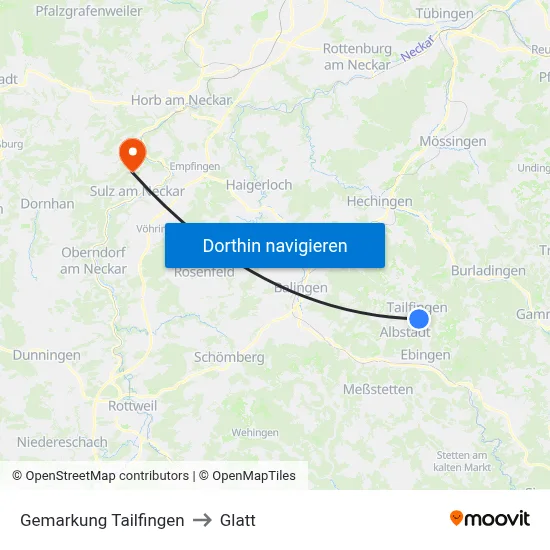 Gemarkung Tailfingen to Glatt map