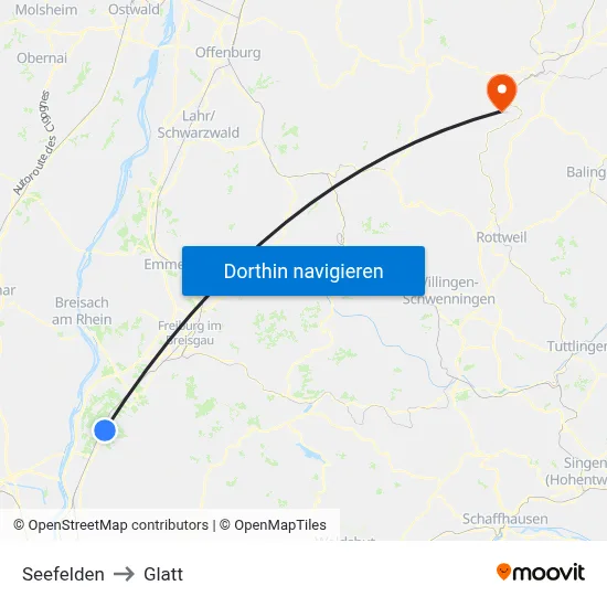 Seefelden to Glatt map