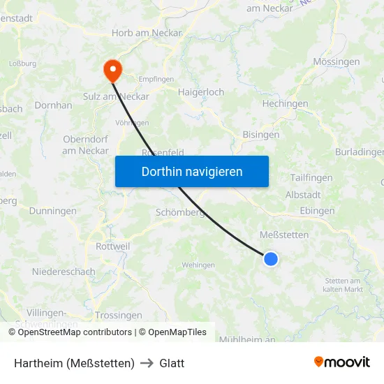 Hartheim (Meßstetten) to Glatt map
