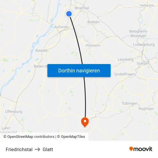 Friedrichstal to Glatt map
