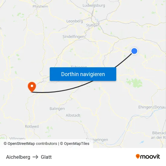 Aichelberg to Glatt map