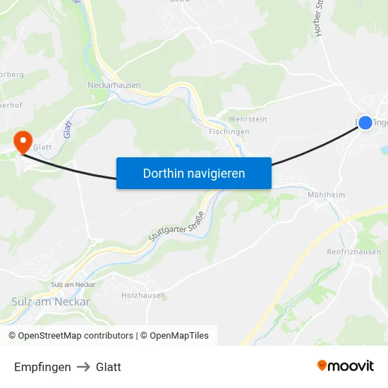 Empfingen to Glatt map