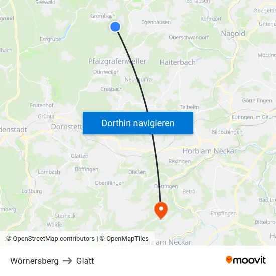 Wörnersberg to Glatt map