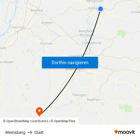 Weinsberg to Glatt map