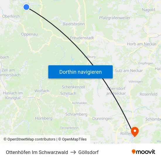 Ottenhöfen Im Schwarzwald to Göllsdorf map