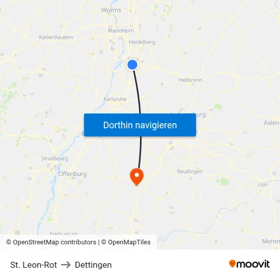 St. Leon-Rot to Dettingen map